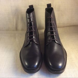 URI MINKOFF brown leather lace up dress boots